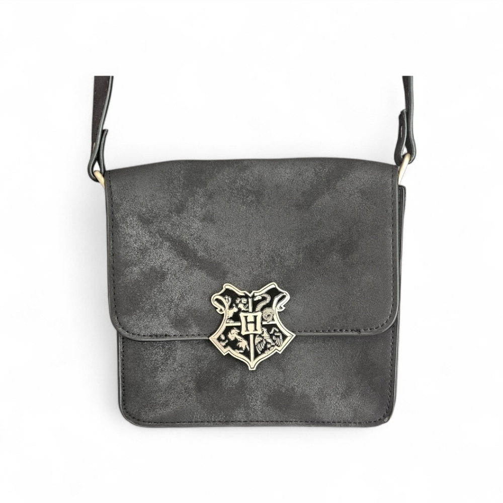 Harry Potter Hogwarts Crest Crossbody Bag Black Faux Leather